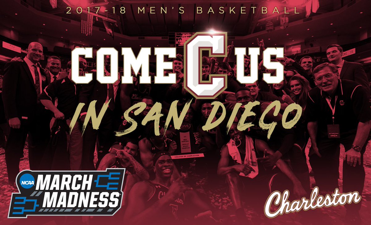 CofCBasketball's tweet photo. We will be dancing in San Diego! @marchmadness #comeCus #MarchMadness https://t.co/wZFWPRix9H
