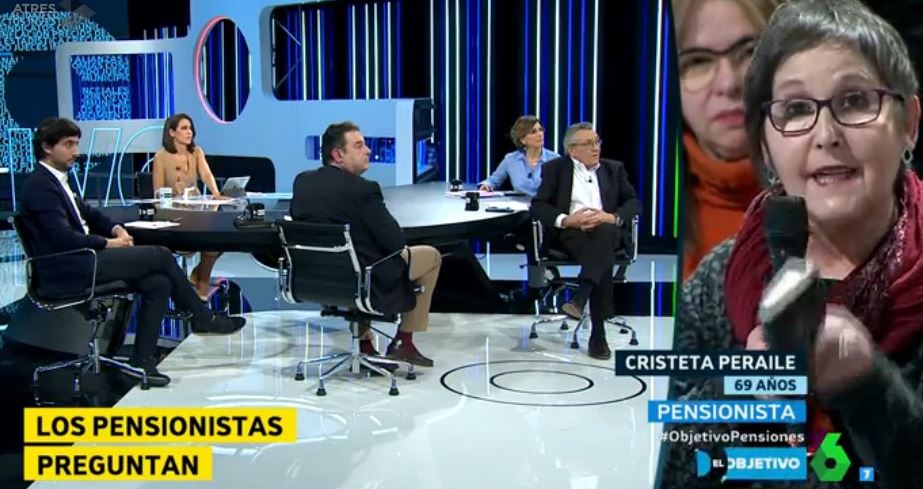 _aresjs's tweet photo. "Se van a enterar todos cuando vengan las elecciones". Tremenda Cristeta diciéndole las cosas bien claras a esos señorones. #objetivopensiones https://t.co/Zm8khaXdhb