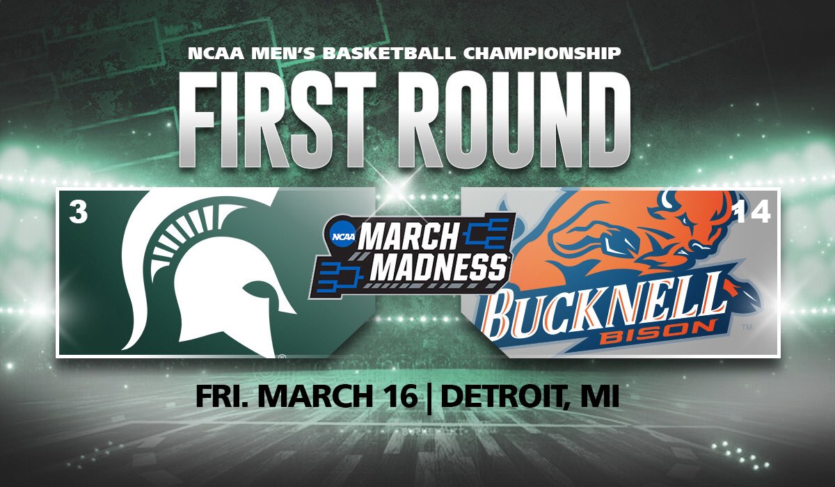MSU_Basketball's tweet photo. DETROIT- Let’s DANCE!

#GoGreen

#MarchMadness https://t.co/pAVEYsClrm