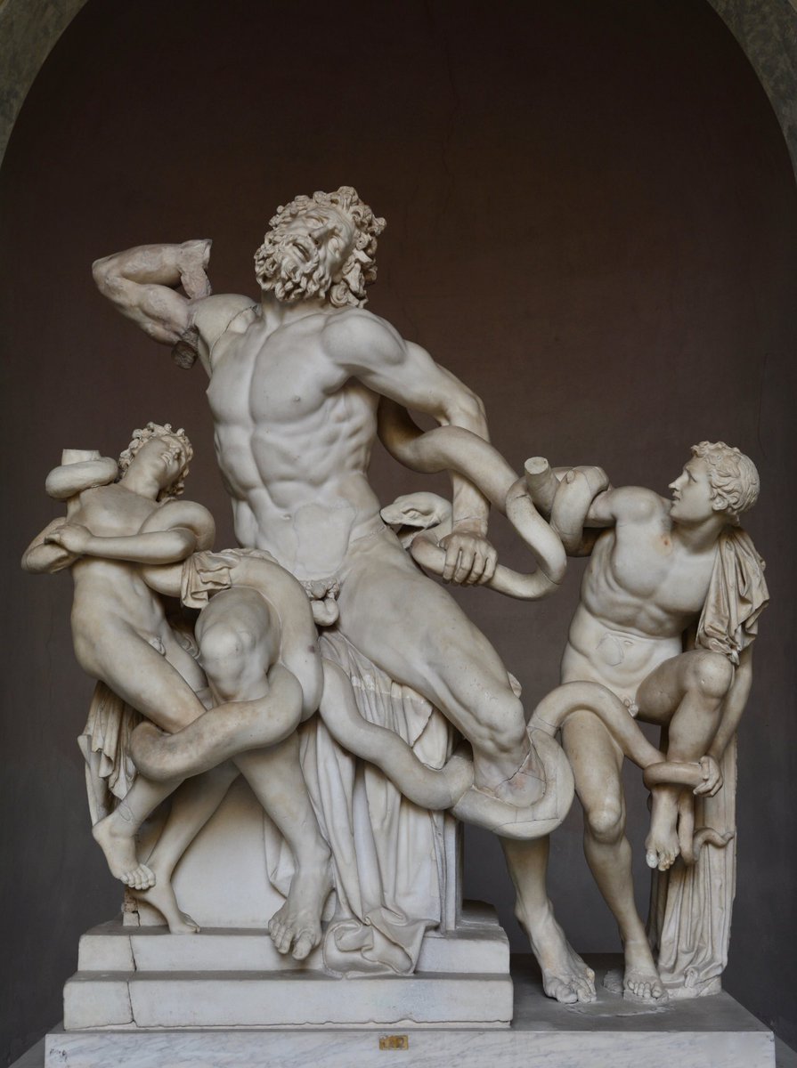 pompei79's tweet photo. Fascinating &amp; convincing study of the composition of the Laocoön group: https://t.co/1HxC9DBDu5
If the snake’s head is moved from the thigh of the Trojan Priest to his head, the tilt of his head, tautness of his muscles &amp; gaze of his sons make sense.
Huge h/t to @byzanzfreiburg https://t.co/mZFQYfFtlv