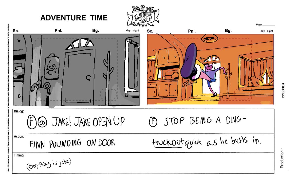hey i just posted the board test i did for adventure time in 2015!  im still pretty happy with it, and i had a lot of fun doing it.  you can read the whole thing at my portfolio site or on my blog!  https://t.co/rmneDxXQF5 