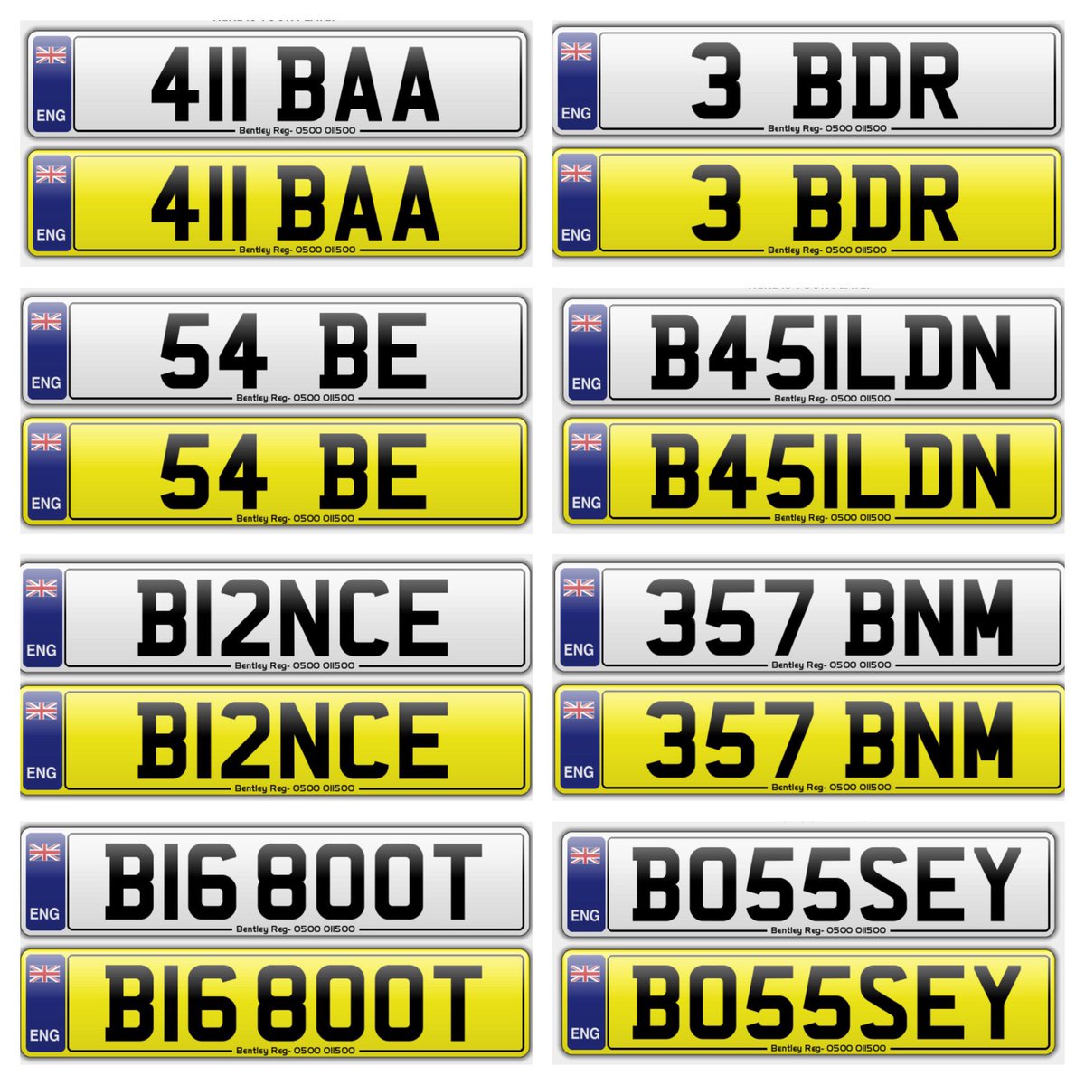 BentleyReg's tweet photo. A few of our plates for sale! Call us on 01268 711529 Or DM us for any more info! #privateplate #numberplate https://t.co/HNo1uvIxXO