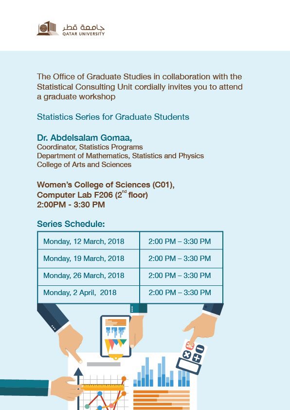 gasuqu's tweet photo. Attend the Statistics series for Graduate students by Dr. Abdelsalam Gomaa  #Qatar_university #GASU #StatSeries #gradsupport #research @QUResearch https://t.co/5NyGnZJdKy