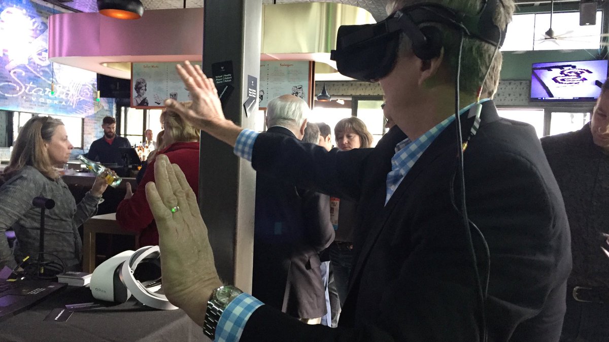 lcb322's tweet photo. DIT SXSW Health IT VR Strike Rehab! Amazing Tech. #patientreadyone #strokerehab #stroke #vrhealth #himss #austinhimss #appattic https://t.co/JCHOPfVoET