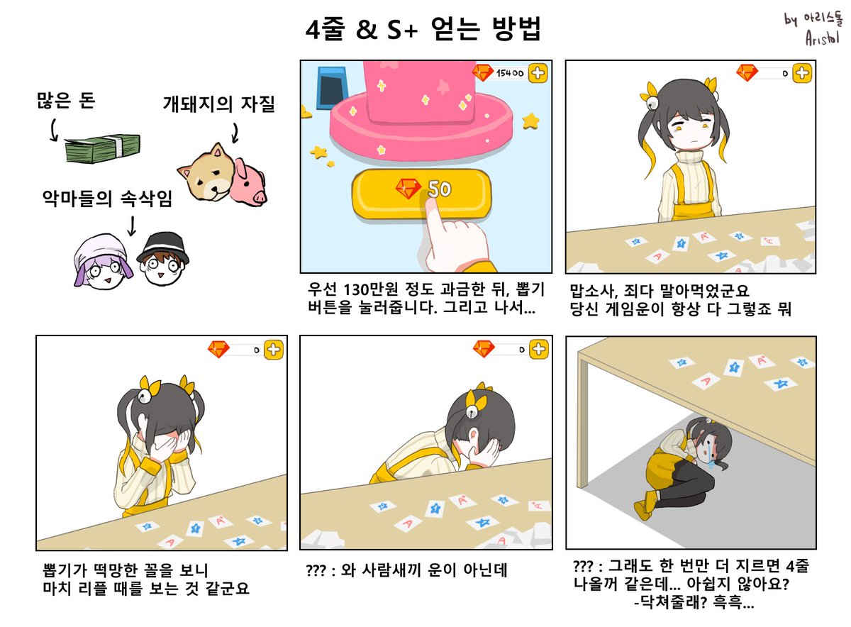 패러디 만화] 4줄 & S+뽑는법 feat.탬탬버린 한때 유행했던 스시 만드는 법 패러디... #탬탬버린