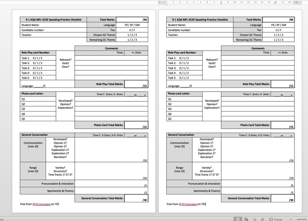 HFLanguages's tweet photo. 9-1 #MFL #GCSE #Speaking Practice Editable Checklist / Assessment Grid AQA -
 https://t.co/dY5PhuIJd5 via @tesResources #MFLTwitterati #langchat @joedale @HelenMyers @HFedSpanish @Miss__Valentin @MissMeyMFL @MissLongleyCook @ALL4language @spsmith45 @JessicaLundx @mfllondon https://t.co/ICTvgSaq4Z