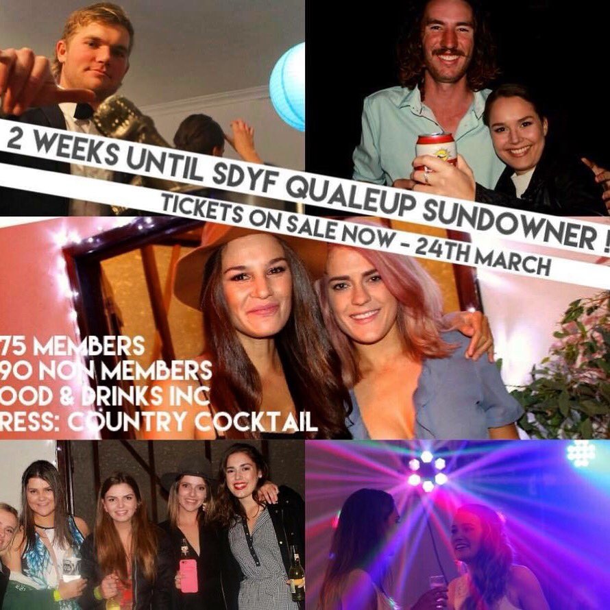 Grab your ticket now for the 2018 Qualeup Sundowner!
Ticket includes all food, drinks, camping &amp; breakfast.
Link - trybooking.com/UMCE