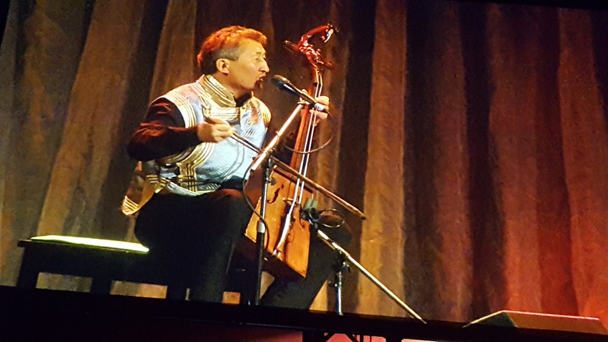 TruckerSlim's tweet photo. So a French drummer, Bulgarian gadulka player and a Mongolian morin khoor player play a @PortFairyFF show and blow us away! They're called Violons Barbares. Do yerself a favour! #PFFF2018 #folkie https://t.co/2Nf2XZ1X4F