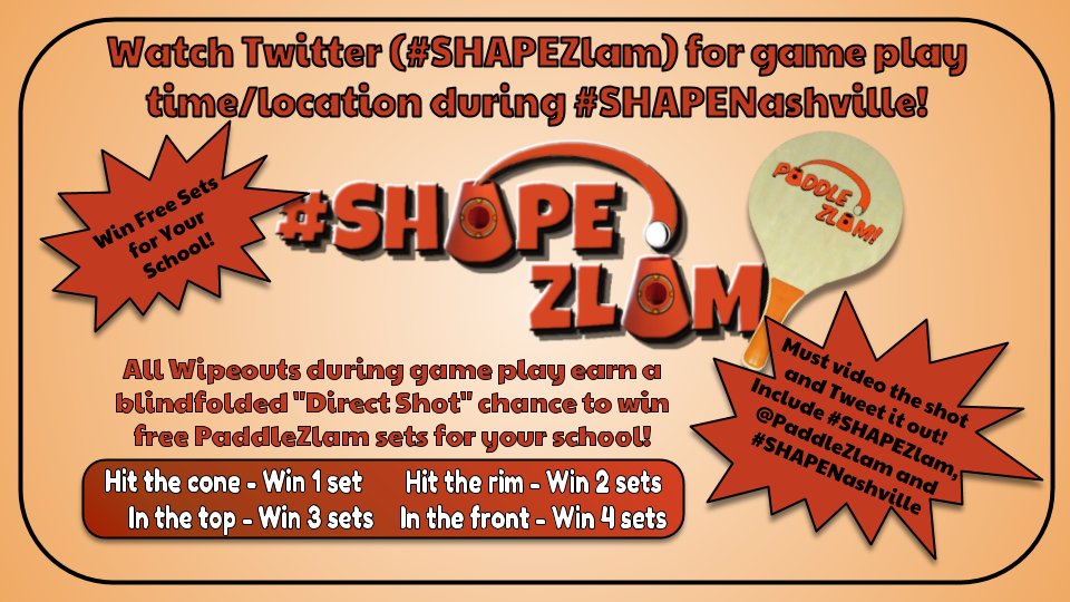 foes4sports's tweet photo. Heading to #SHAPENashville? Come join us 4 some @PaddleZlam open play!
New to Paddle Zlam? No problem. We'll teach you!
Follow #SHAPEZlam 4 updates.
You might even win some free sets for your school! Additional info. can be found here: https://t.co/hm6qgJota2 https://t.co/bR9g7abrmd