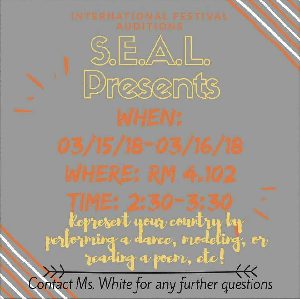_MHSKeyClub's tweet image. Don't forget to support S.E.A.L 's fundraiser of the year, INTERNATIONAL NIGHT. Come to represent your country through food, dance, fashion or music! 
#diversity #mhsseal