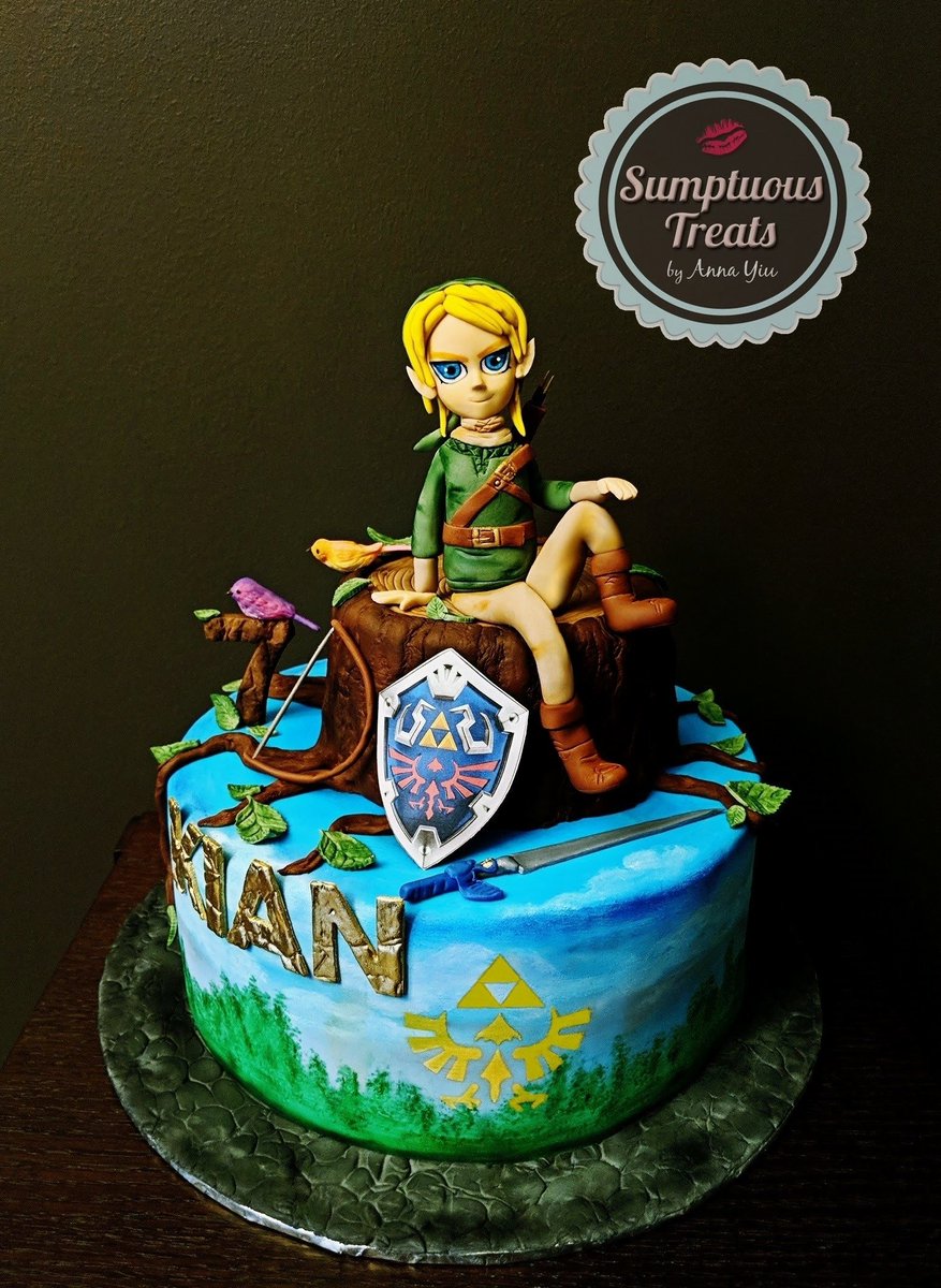 Sumptuous Treats Twitterren The Legend Of Zelda Cake Zelda Zeldabreathofthewild Link Cake Cakestagramm Nintendo Videogames Zeldacake Instagramcake Linktopper Alledible Fondantcakes Fondantcaketopper Shield Sword Handpaintedcake Birds