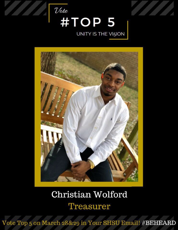 SAkpsi's tweet photo. Go out and vote Christian Wolford for Treasurer get it in the bag 💰. Vote vote vote ❗️❗️❗️ #TOP5 #VI5ION #SHSU #TheWinningTeam https://t.co/TyVUfsgobT