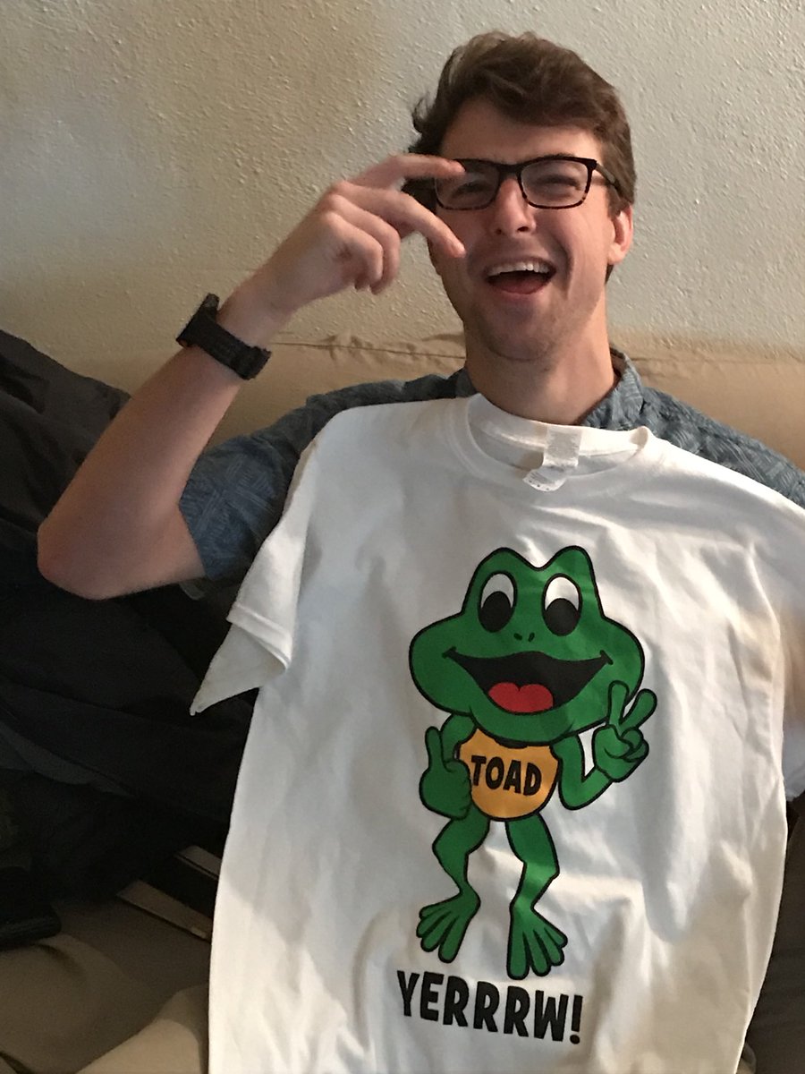 RunTheSchools's tweet image. That face when you get some Toad Track Club swag... yo @Bilbodatoad, now that we're repping your gear, want to come on the podcast? The people want to learn about the man behind the myth, the REAL William Francis Cvecko! #🐸 #YERW