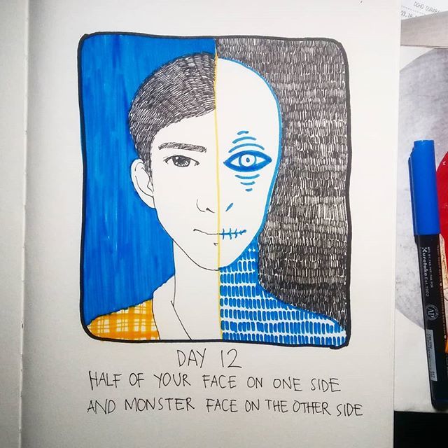 doeb_sdoebs's tweet photo. - 31 Days Drawing Challenge -
Day 12
Half of Your Face on One Side and Monster Face on the Other Side . . .
#drawing #challenge #31ddc18 #catalystarts #leevenandco https://t.co/slxAnKL024 https://t.co/siMVkVAzUR