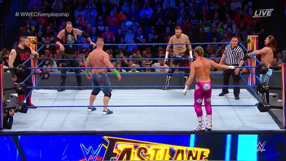 WWEFastLaneHQ's tweet photo. It's every man for himself on #WWENetwork, but right now EVERY man wants a piece of @JohnCena!

#WWEFastlane https://t.co/TmiOSlh3sO