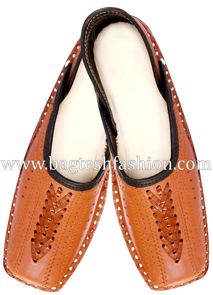 JAMAWAR US 7-11 MEN HANDMADE IVORY TRADITIONAL LEATHER KHUSSA
