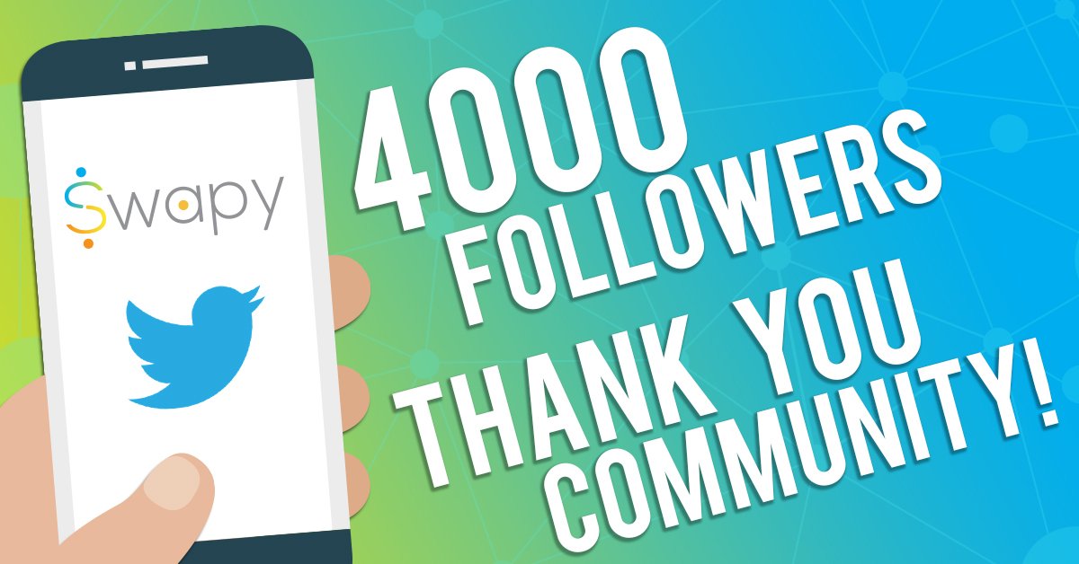 SwapyNetwork's tweet photo. Thank you community! We achieved 4k followers!⭐️⭐️⭐️⭐️⭐️ #StrongerTogether Follow us on Telegram: https://t.co/dg8c6ZdJ8n #ICO #blockchain #cryptocurrency #ethereum #altcoin #ICOs #fintech #token #tokens #tokensale #presale #cryptolife #ICOcoin #ICOtoken #Dapp #ANN https://t.co/wP1DUkTxmb