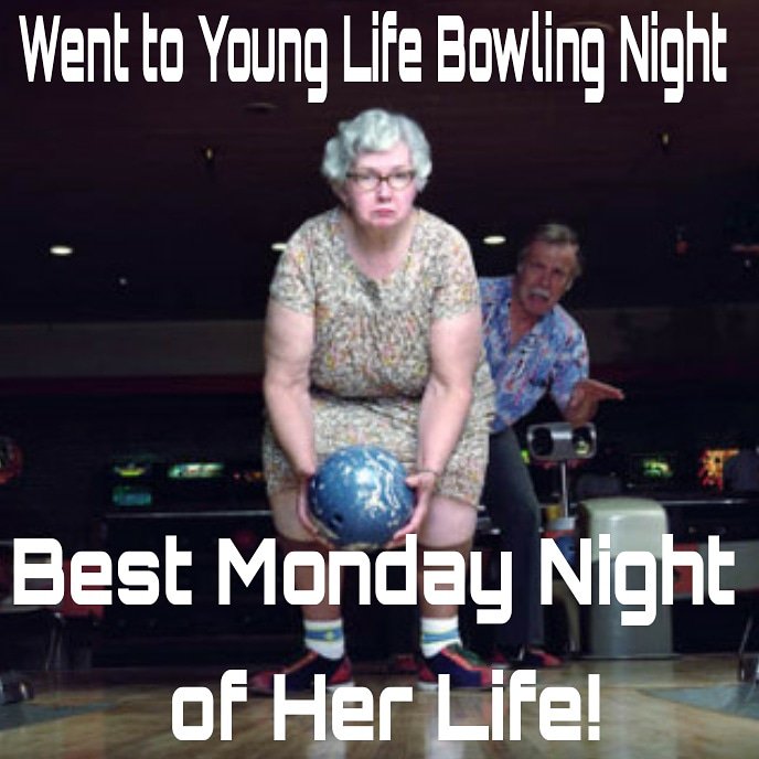 KWYoungLife's tweet photo. Young Life Bowling!!! Tomorrow Night!  Meet at KW at 6:30 for rides!  Bring $10 for bowling, shoes, and food! #sparemetheexcuses! https://t.co/6Ez7R01Nnl
