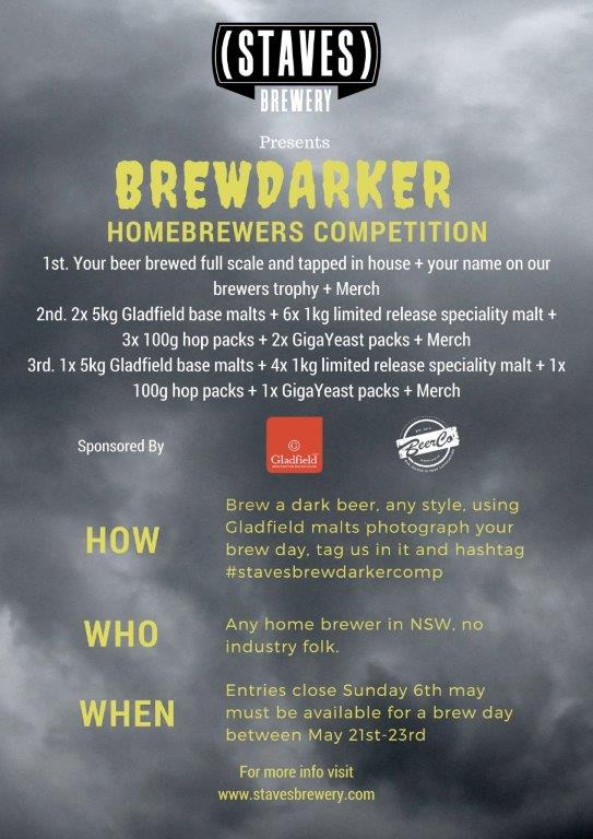BeerCo.com.au (@beercoau) on Twitter photo #BrewDarker #Homebrewers #Competition <a href="/StavesBrewery/">Staves Brewery</a> win Awesome <a href="/GladfieldMalt/">Gladfield Malt</a> <a href="/GigaYeast/">Giga Yeast</a> #Hops and #Merch and the winner gets to brew their beer <a href="/StavesBrewery/">Staves Brewery</a> what are you waiting for? Get your Brewing on! Entries to Staves Brewery no later than Sun 6th May 2018! #brewhappy #BrewDarker #Homebrewers #Competition <a href="/StavesBrewery/">Staves Brewery</a> win Awesome <a href="/GladfieldMalt/">Gladfield Malt</a> <a href="/GigaYeast/">Giga Yeast</a> #Hops and #Merch and the winner gets to brew their beer <a href="/StavesBrewery/">Staves Brewery</a> what are you waiting for? Get your Brewing on! Entries to Staves Brewery no later than Sun 6th May 2018! #brewhappy