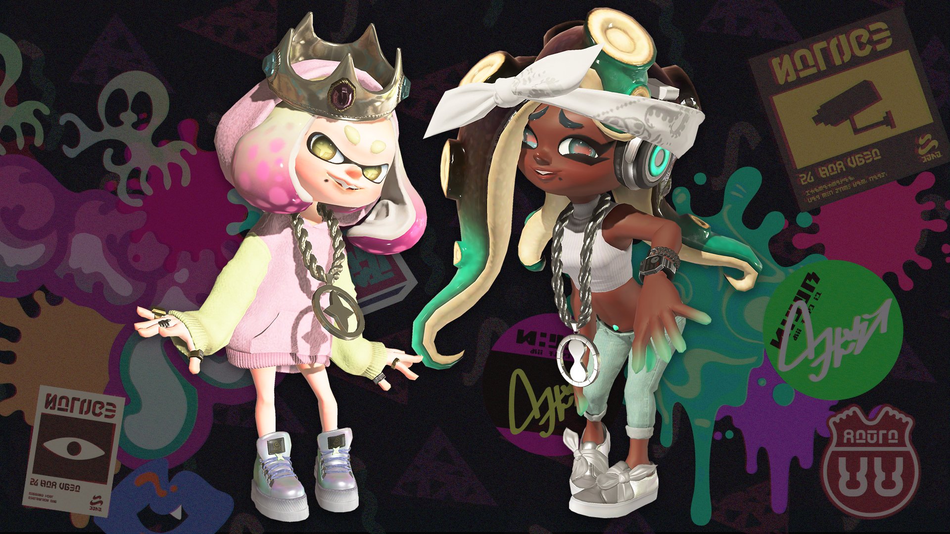 Splatoon スプラトゥーン オクト 私服姿もキマっている ヒメ A K A Mc Princess そして イイダ A K A Dj E Da 8号を地上から無線で導き 脱出の手助けをしてくれる ふたりによる人気ユニット テンタクルズ の新曲も続々登場 そして 結成