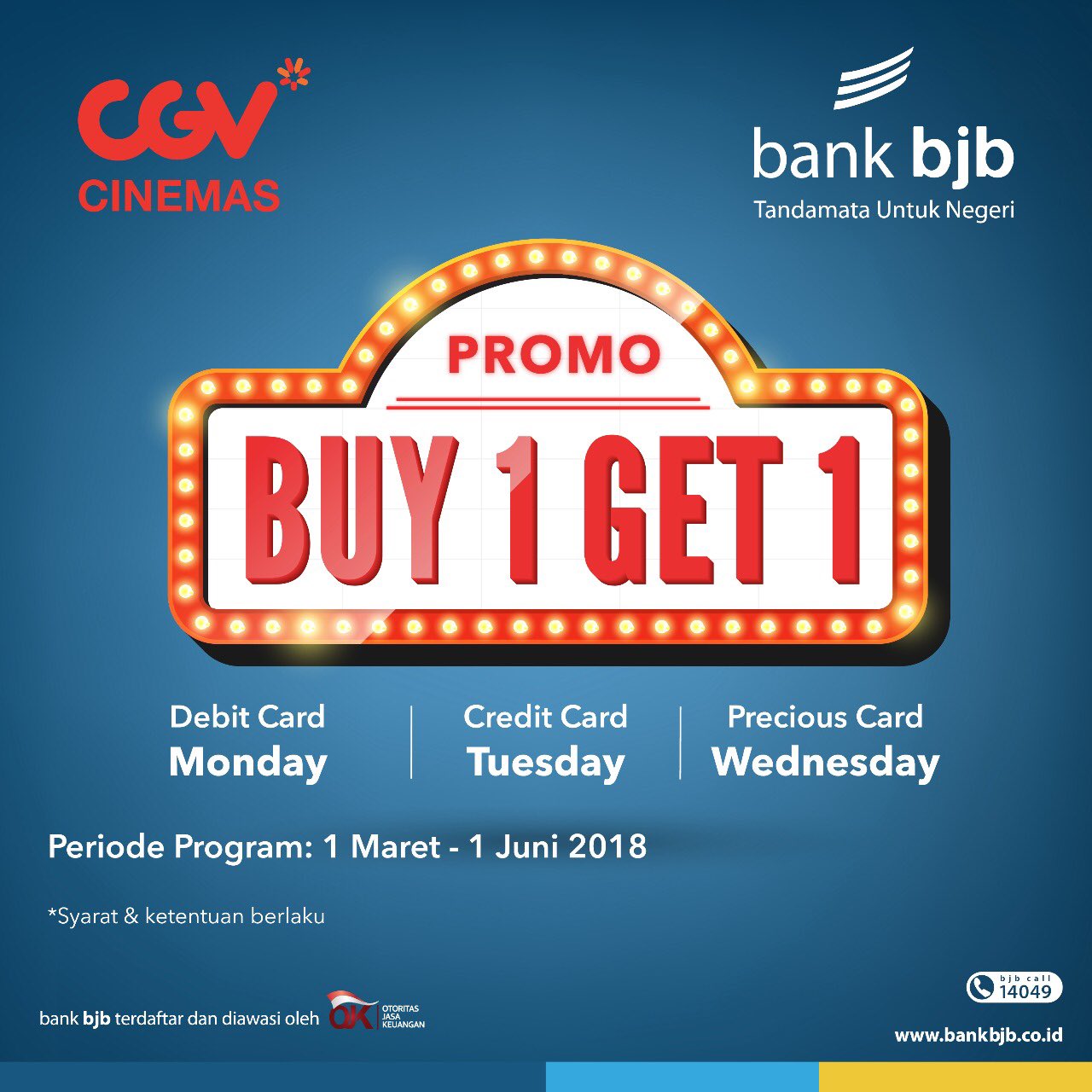 تويتر Bank Bjb على تويتر Sekarang Kamu Bisa Nonton Sepuasnya Setiap Hari Senin Selasa Dan Rabu Di Seluruh Cgv Cinemas Di Kota Bandung Selalu Gunakan Bjb Debit Card Bjb Credit Card