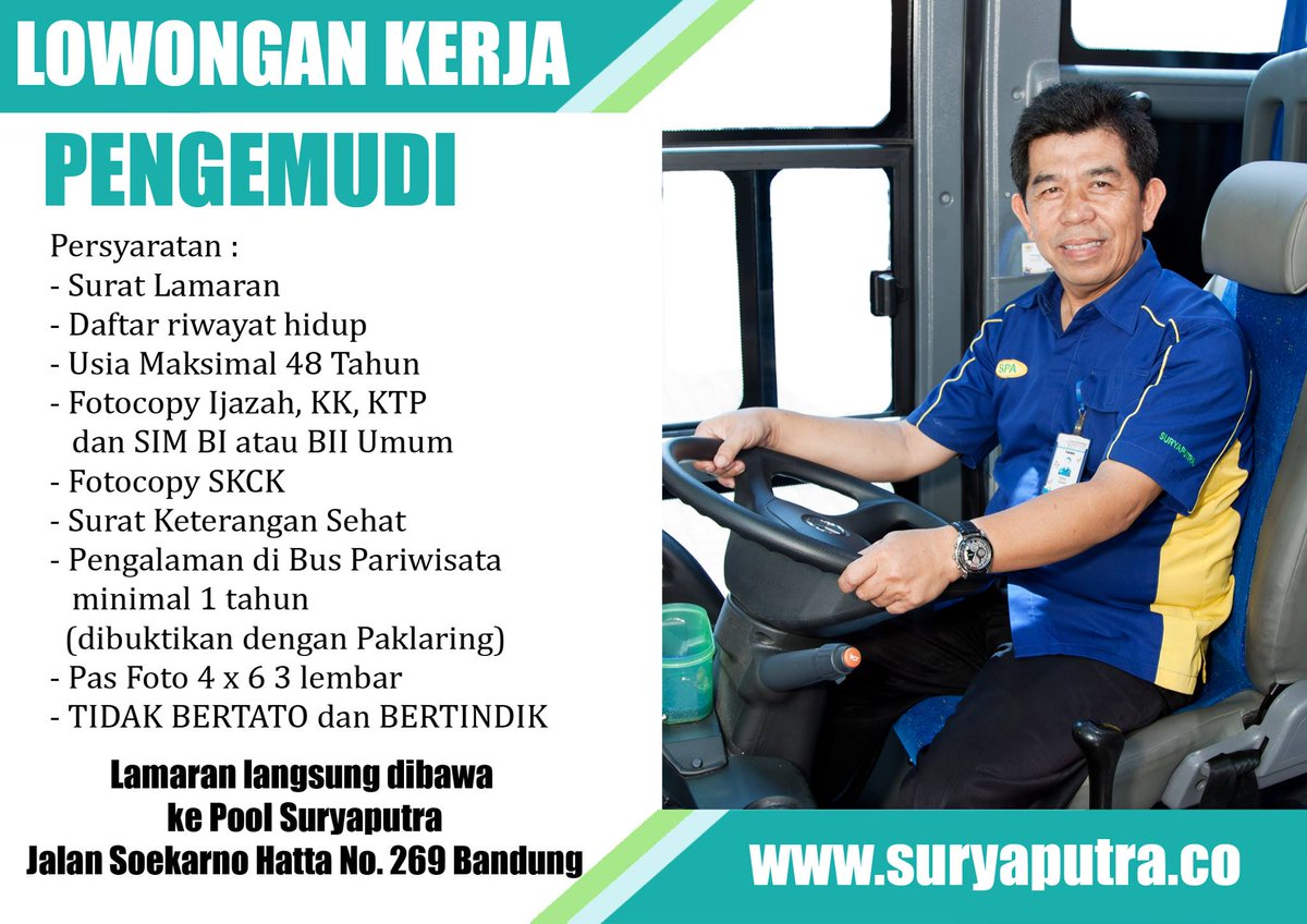 Bus Pariwisata Suryaputra در توییتر Lowongan Pekerjaan Suryaputra Untuk Pengemudi Driver Bulan Maret Diutamakan Memiliki Paklaring Tidak Bertato Memiliki Pengalaman Dari Bus Pariwisata