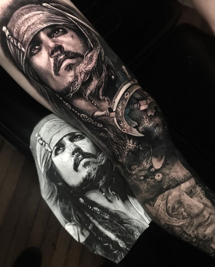 Another session on this pirates of the Caribbean sleeve 🏴‍☠️ #blackan... |  TikTok