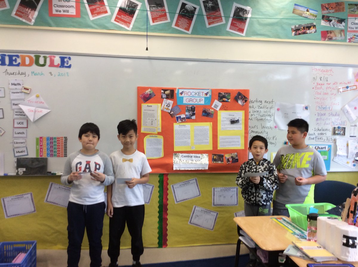 VintnerAngela's tweet photo. Bottle rocket. 4V Ss complete the inquiry cycle by sharing their learning and projects during our PYP Mini Exhibition. Thanks @jtavarez09 for videoing https://t.co/9kr4R460jE . Reflections found at https://t.co/PFfEM0mE01 #4VCoolStuff201718 #AISGZ #PYP #inquiry https://t.co/O4yoVymf6f