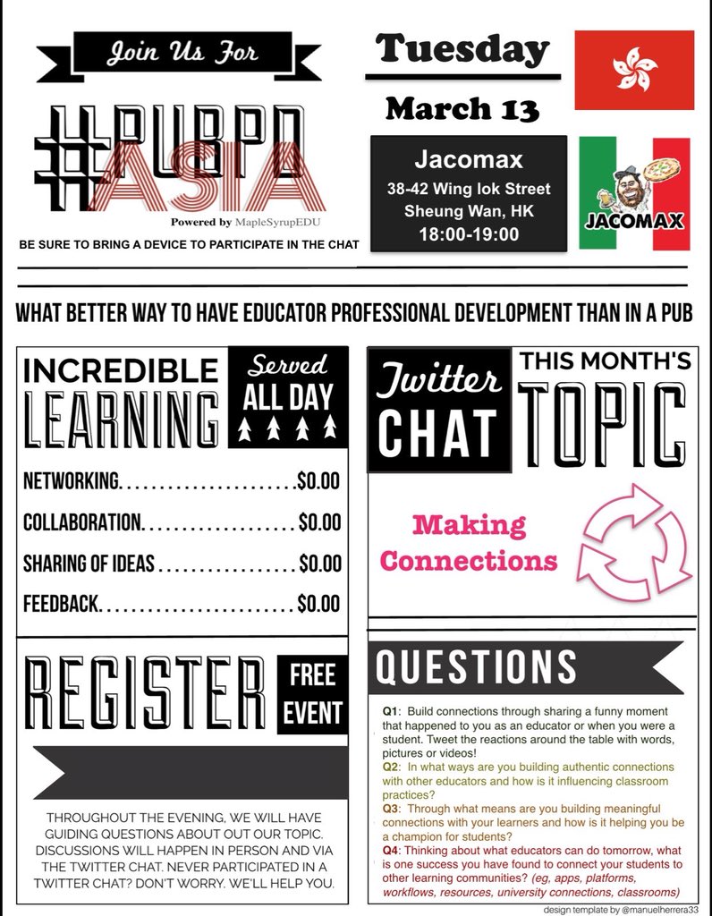 _EdShare's tweet image. Here are your #PubPDasia locations and times for tomorrow&apos;s big day! See u tomorrow at a pub or join us on twitter to &quot;Make Connections&quot;! @kellyed121 @AnneGardon @jandwy @Elag87 @jadeegardner @steven_thin @dorakio @jmayhsieh @chew_ed @awykoo @WLIAO #edtech #adechat #AppleEDUchat