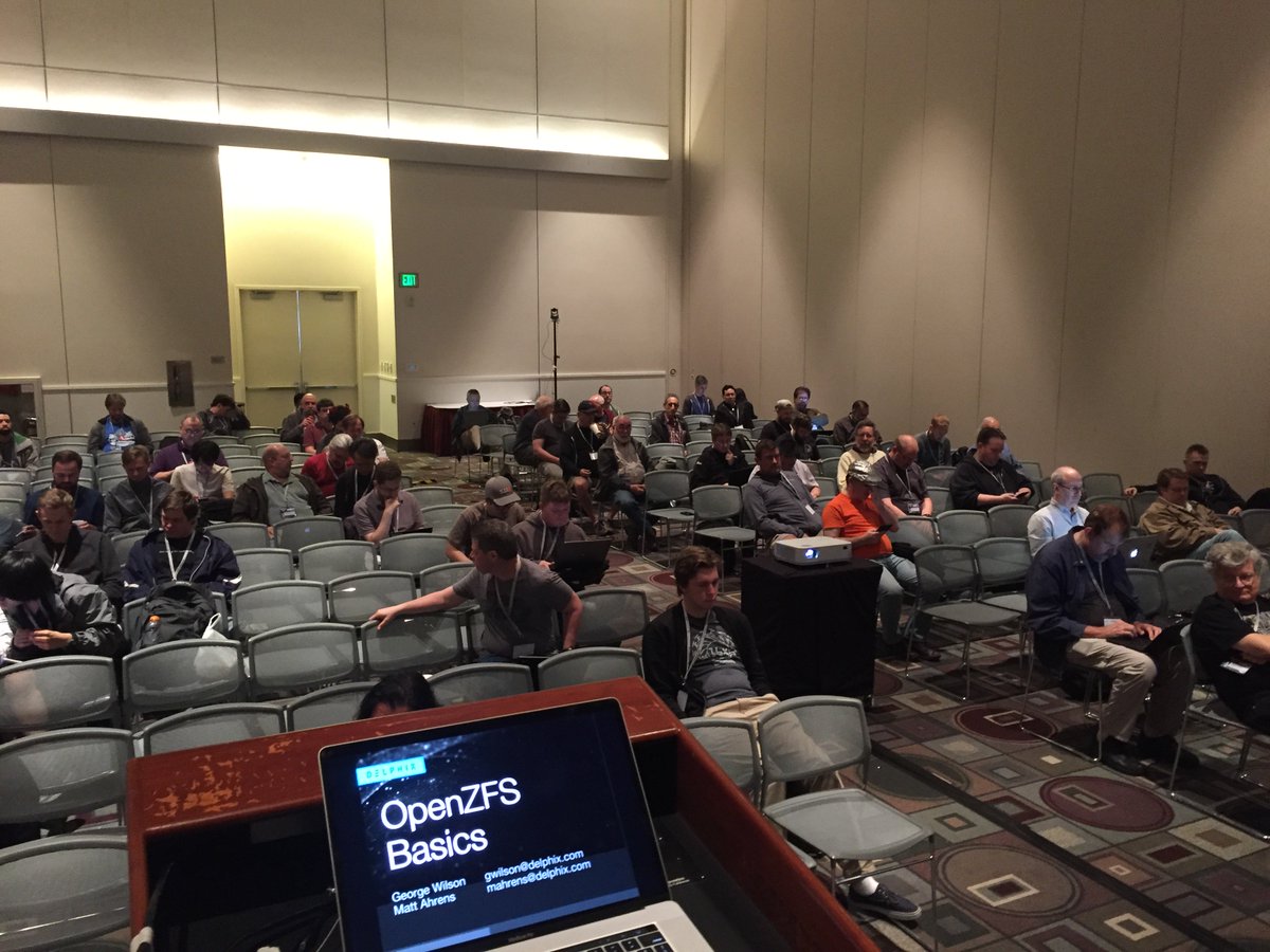 Thank you to all that stayed late to hear <a href="/mahrens1/">Matthew Ahrens</a> and me talk about @openzfs. #SCALE16x
