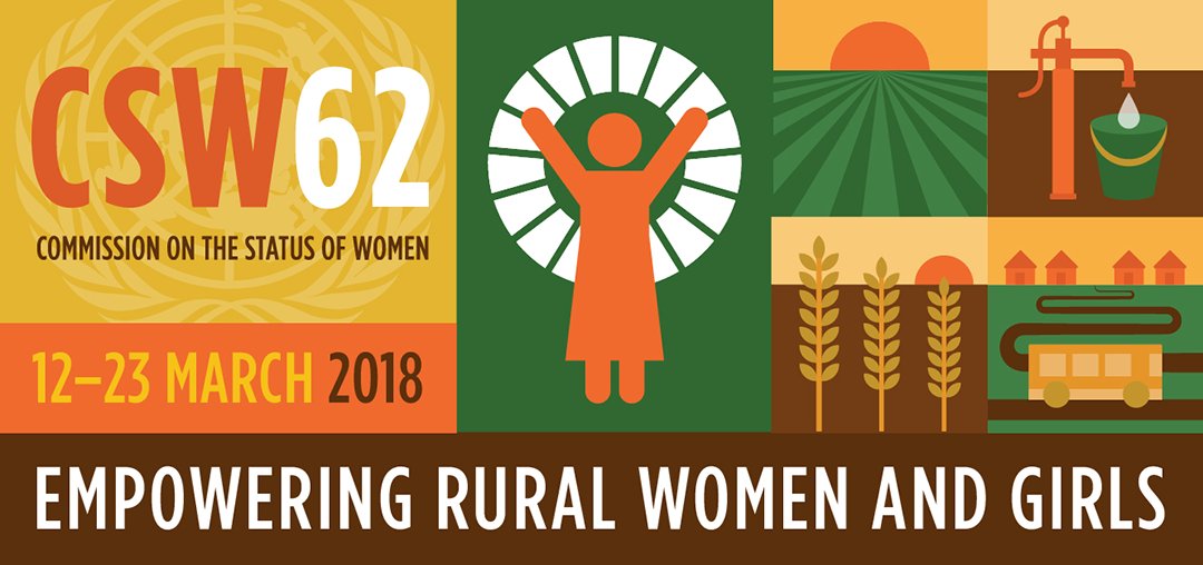 UN_Women's tweet photo. The 62nd session of the @UN Commission on the Status of Women is happening from 12 – 23 March. Join @UN_CSW in empowering #ruralwomen and girls online using #CSW62. https://t.co/ooAijpPV1U https://t.co/zYnDzUsc2t