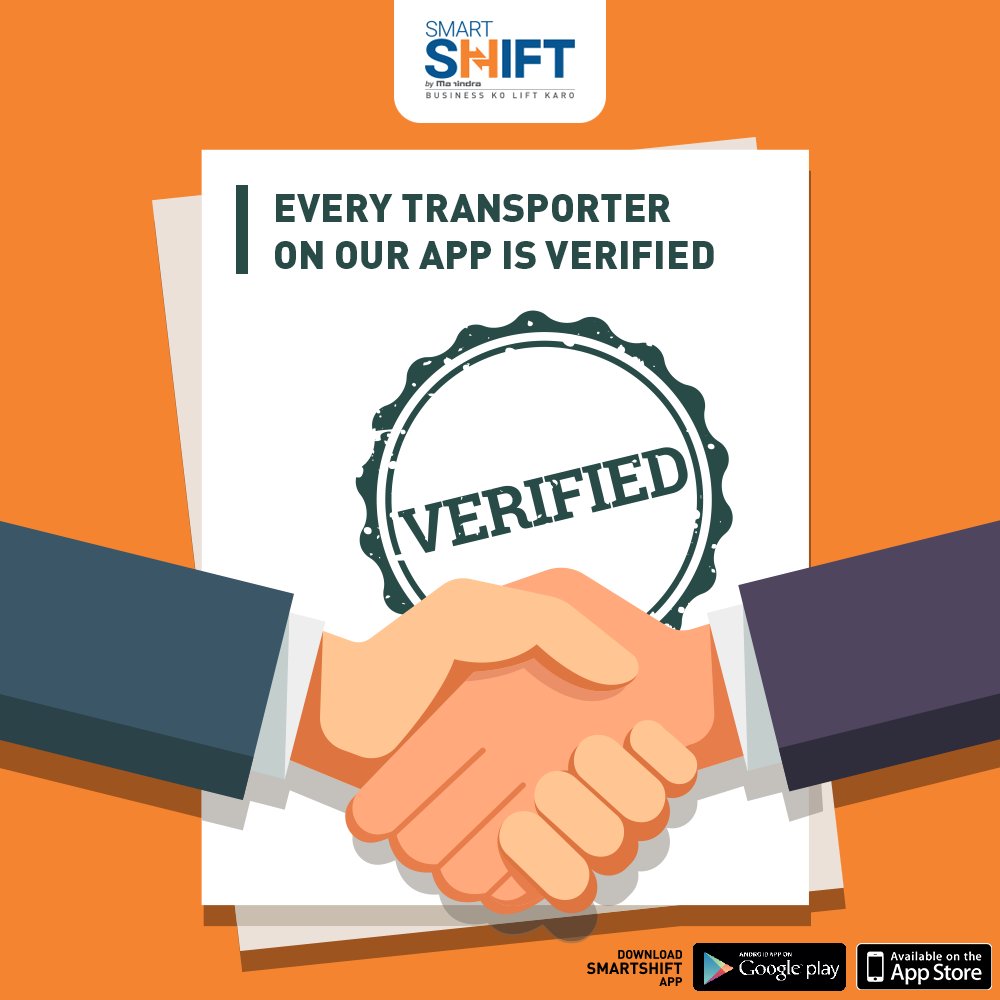 SmartShifters's tweet photo. Our transport drivers go through a stringent security checking process to ensure your goods are in safe hands. 

Download our App today | Android: https://t.co/6w9M27IrlN | iOS: https://t.co/2DP5fCaBaU

#PeaceOfMind #SmartShiftKaro #Logistics https://t.co/RkOy1IgG8u