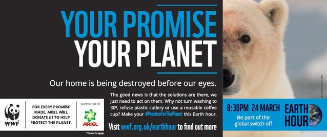 Small actions can make a big change. It's why Ariel is supporting #EarthHourUK. For every #PromiseForThePlanet made, such as turning washing to 30 degrees, Ariel will donate £1 to <a href="/wwf_uk/">WWF UK</a> Great to see this come together! pgnewsroom.co.uk/press-release/… bit.ly/2HsXGvJ #PGemployee