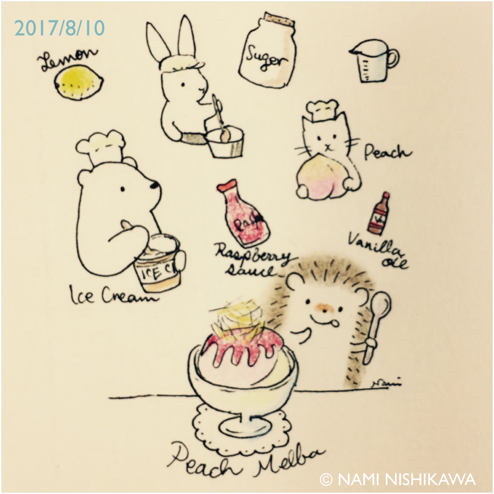 にしかわなみ なみはりねずみ スイーツの日 ですって 過去絵ですが イラスト ハリネズミ なみはりねずみ
