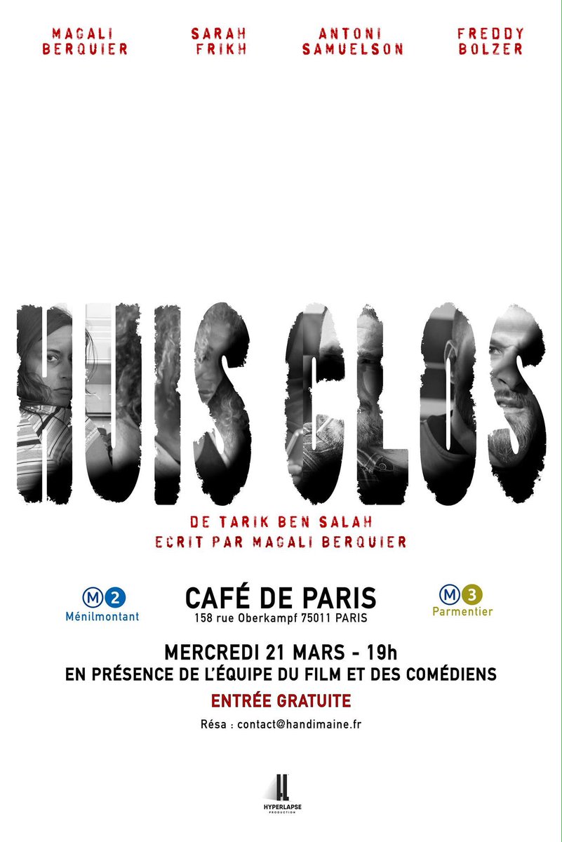 Huis Clos de <a href="/Tarik_BenSalah/">Tarik Ben Salah</a> avec <a href="/sarahfrikh/">Kayaa</a> <a href="/Blz_Freddy/">Freddy KOH-LANTA16</a> <a href="/AntoniSamuelson/">Antoni Samuelson</a> à #Paris le 21 mars réservation : contact@handimaine.fr facebook.com/tarik.bensalah…