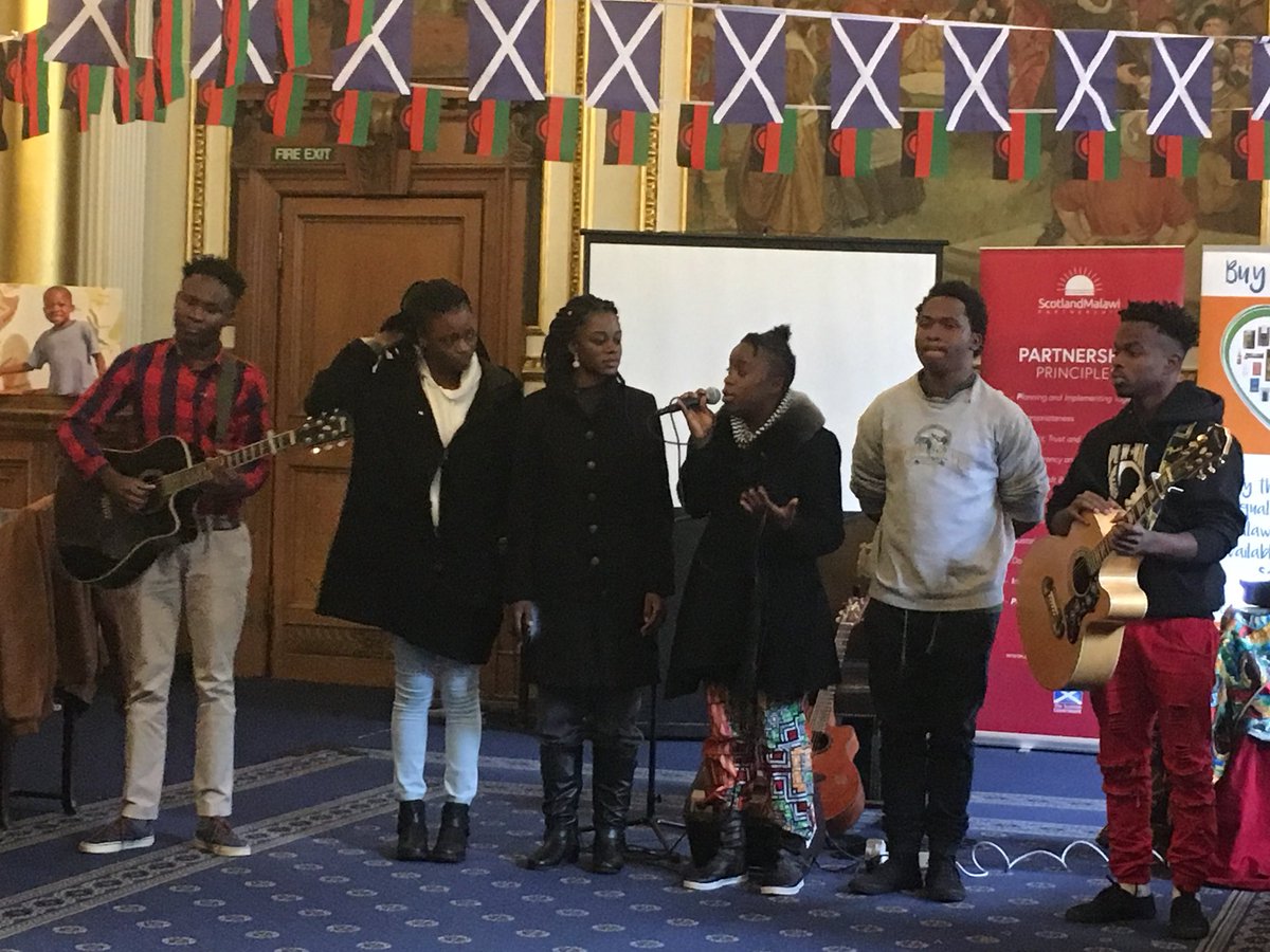 ScotGovID's tweet photo. Great to now see #Zathu @girleffect play live, after their presentation in @scotgov earlier this am. Amazing vocals now in @Edinburgh_CC City Chambers as we celebrate the links between #Scotland &amp; #Malawi on #CommonwealthDay - with  @alasdairallan @ScotlandMalawi #YOYP2018 #SDG5 https://t.co/E0whCYJd3c