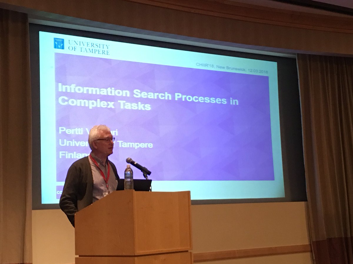 Pertti Vakkari starting the opening keynote for #chiir2018 on “Information Search Processes in Complex Search Tasks” @ACM_CHIIR @sigirf
