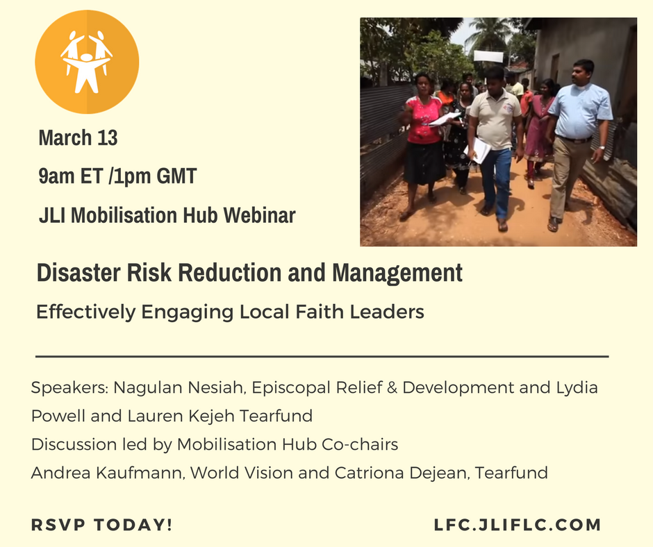 JLIFLC's tweet photo. Join tomorrow at 1pm GMT to discuss Disaster Risk Reduction &amp; Management and Local Faith Leaders 
Case studies from @episcopalrelief and @Tearfund &amp; led by the Mobilisation of Local Faith Communities Hub Co-Chairs. RSVP Here https://t.co/g8YWoMp4mA #drr #localfaithaid https://t.co/JRdc4iWfEB