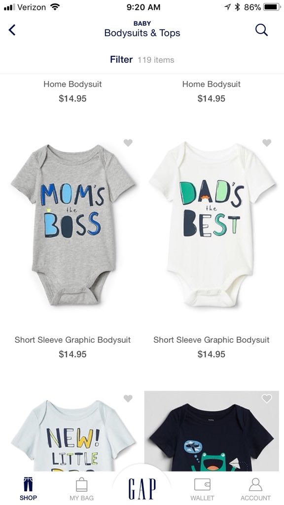 emmbsays's tweet photo. @Gap way to reinforce not only gender stereotypes but the good cop/bad cop dynamic between moms and dads. Why is there no “Mom’s the Best” and “Dad’s the Boss” shirts available? #disappointed https://t.co/Qx6c5Dn3VS