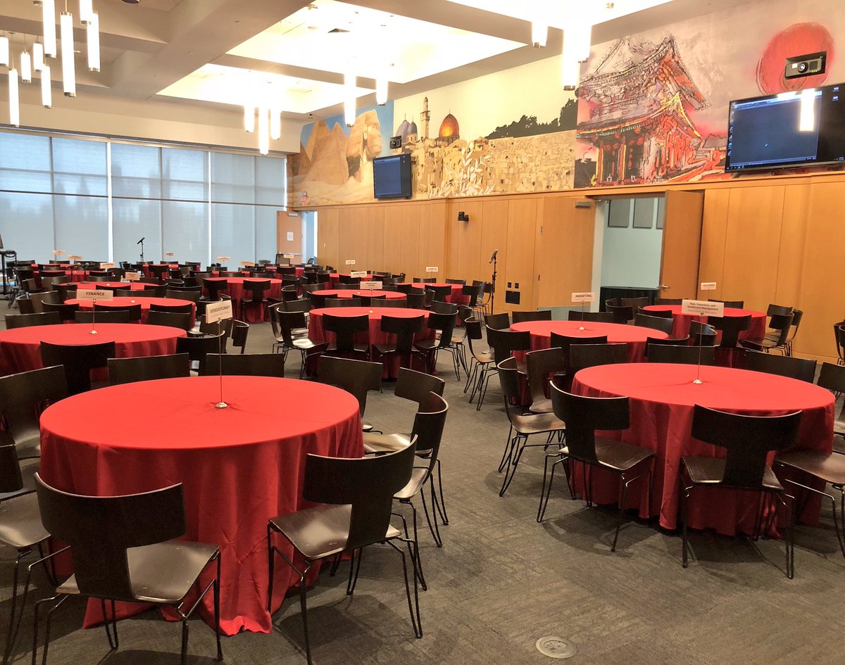 thefoxschool's tweet photo. The room is set and ready to welcome our panelists, speakers and attendees! #FoxThinkImpact #FoxResearch https://t.co/RmSN8p5CTu
