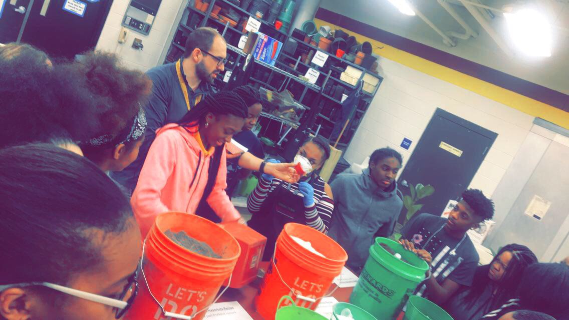MPSVincentHS's tweet photo. Mrs. Folta’s class working on geometry lesson that integrates #AG &amp; #Art. Ss figuring volume &amp; area of #hypertufa planters they create to sell at the upcoming AG Showcase in April. https://t.co/LpbCzsotLS