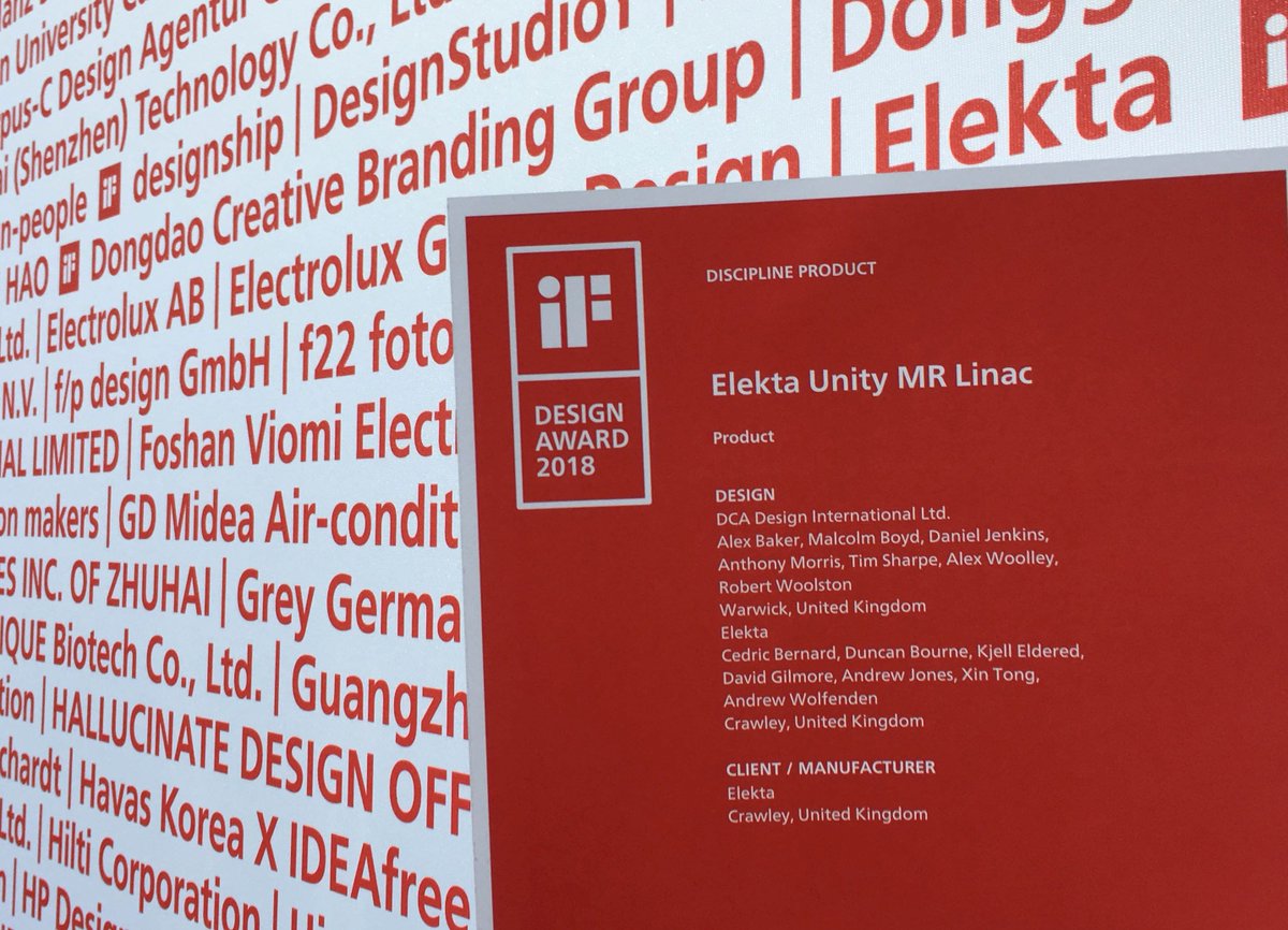 Elekta's tweet photo. Elekta wins iF DESIGN AWARD 2018 for its MR-linac. Award affirms Elekta's commitment to placing #patients and physicians at the center of the design process. (Elekta’s MR-linac is a work in progress and not available for sale or distribution.) https://t.co/mwEQdHGTL9 #mrrt https://t.co/AnMREYCYf8