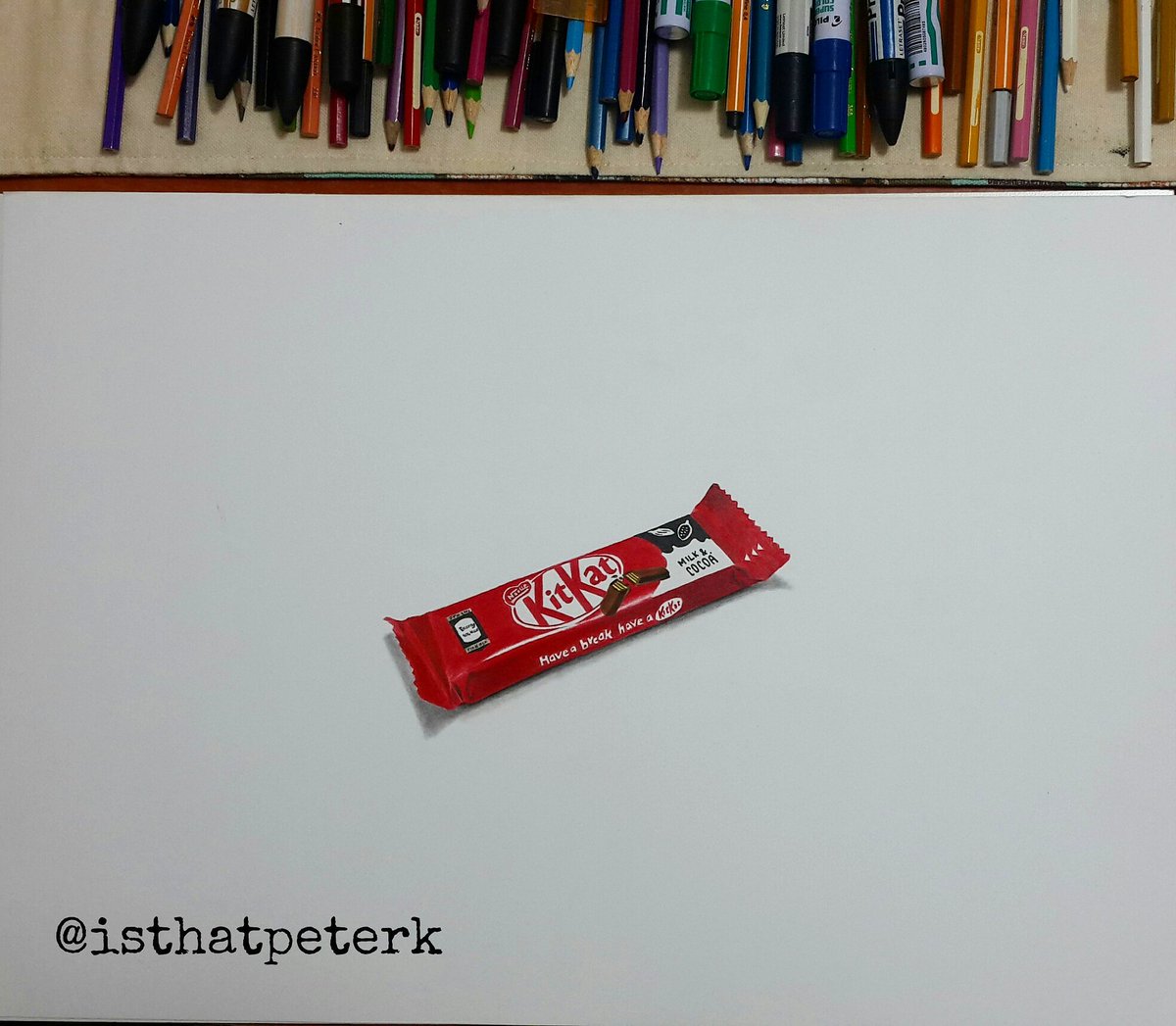 isthatpeterk's tweet photo. Kitkat 3D drawing #art_empire #art_sanity #artistsoninstagram #artist_4_help #artist_4_shoutout #art_spotlight #spotlightonartists #worldofartists #worldofpencils #sketch_daily #skrien #proartists #blvart #artfido #art_realistique #artist_sharing #kitkat #marcellobarenghiinspired https://t.co/Y7EEkPoMZi