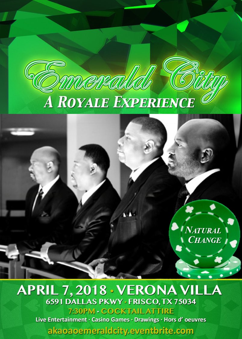 oao1908's tweet photo. You don’t want to miss out on our #RoyaleExperience with Natural Change Band. Get your tickets now to Emerald City: A Royale Experience to support our scholarship efforts. #OldVegasMeetsFrisco #TheRoyaleExperience #ABCFoundation 💚👑💚 https://t.co/U2kDn50bYC https://t.co/MNATsA5zmj