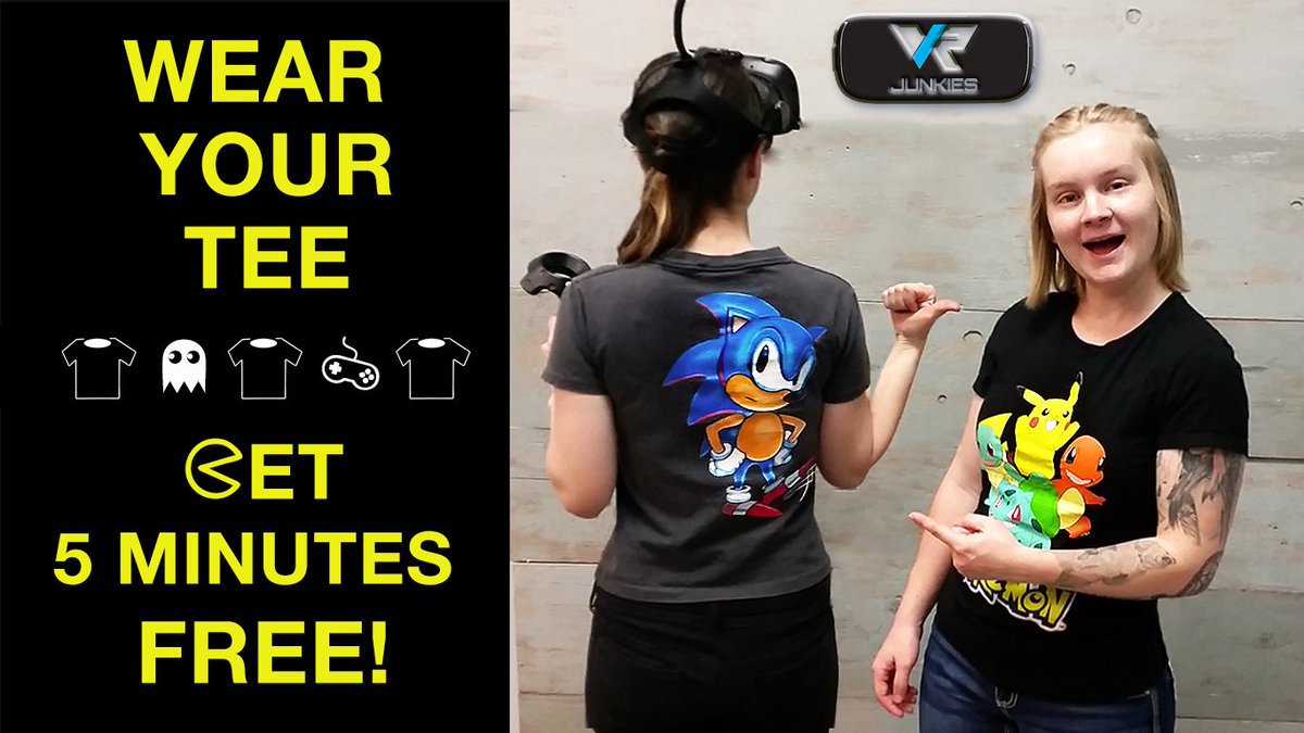 VRJunkiesAZ's tweet photo. Got a gaming tee? This Spring Break (3/12 - 3/23), throw it on, come on in, and get 5 minutes FREE!  #PlayMoreVR at #VRJunkiesAZ now at #ChandlerFashionCenter
#Chandler #Phoenix #Mesa #Tempe #SpringBreakDeals https://t.co/fWgD9YvY8u