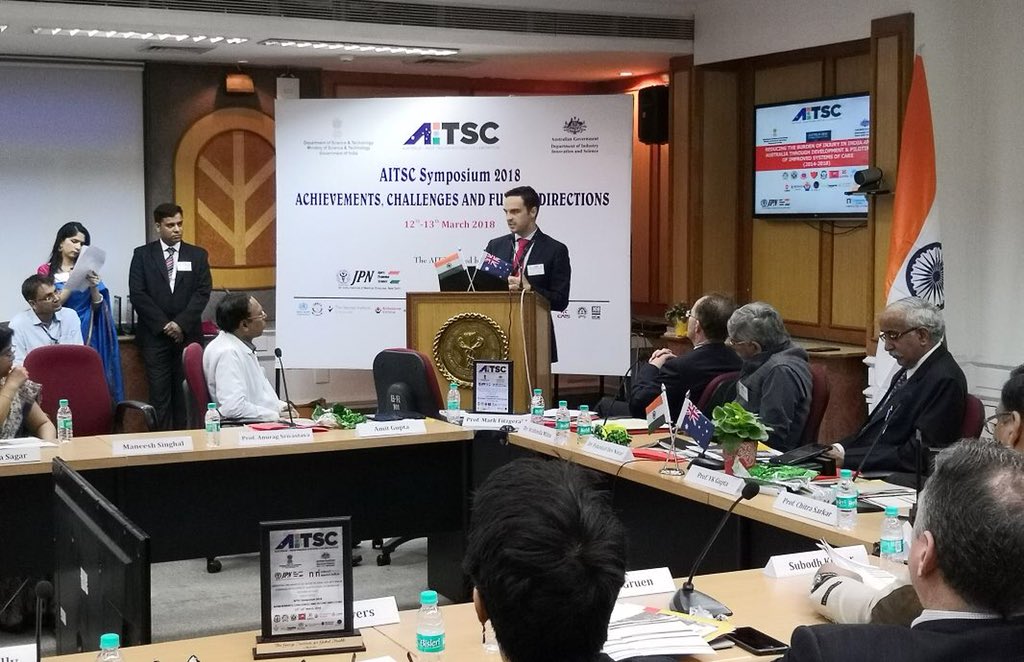innovAUHCIndia's tweet image. Happy to address the wrap up of the Australia-India trauma systems conference #AITSC. Good to see the Australia India Strategic Research Fund #AISRF supporting solutions for trauma victims.