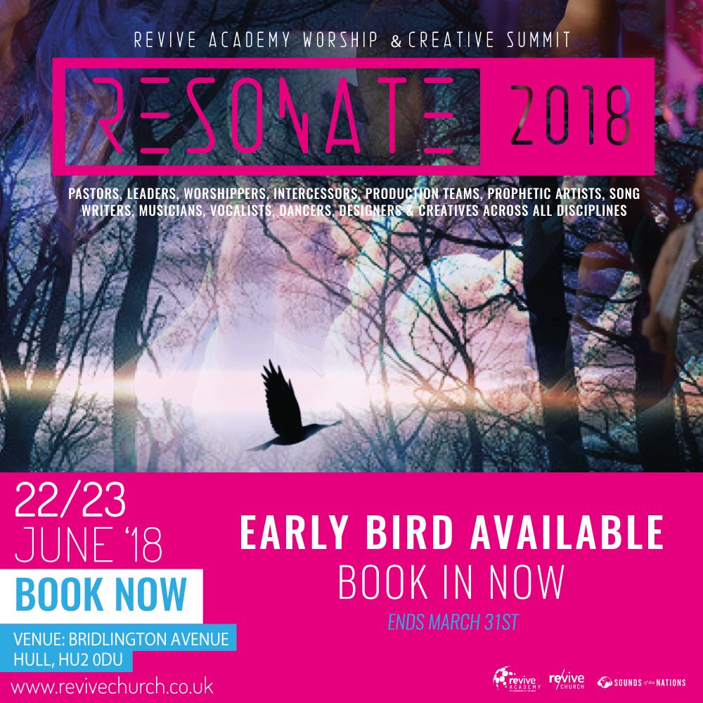 revivecollegeuk's tweet photo. RESONATE Worship &amp; Creative Summit. June 22/23. Early Bird booking available now. Ends March 31st. Book your place today (Group discount available) https://t.co/Fm4lprqJLo https://t.co/opwJQz7uvM