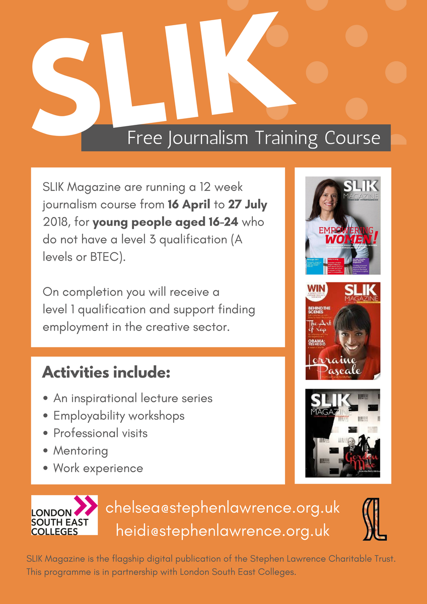 BlueprintForAll's tweet photo. We are recruiting for our free journalism training course! Please email heidi@stephenlawrence.org.uk for more details. 😀 https://t.co/nlBP58qDad
