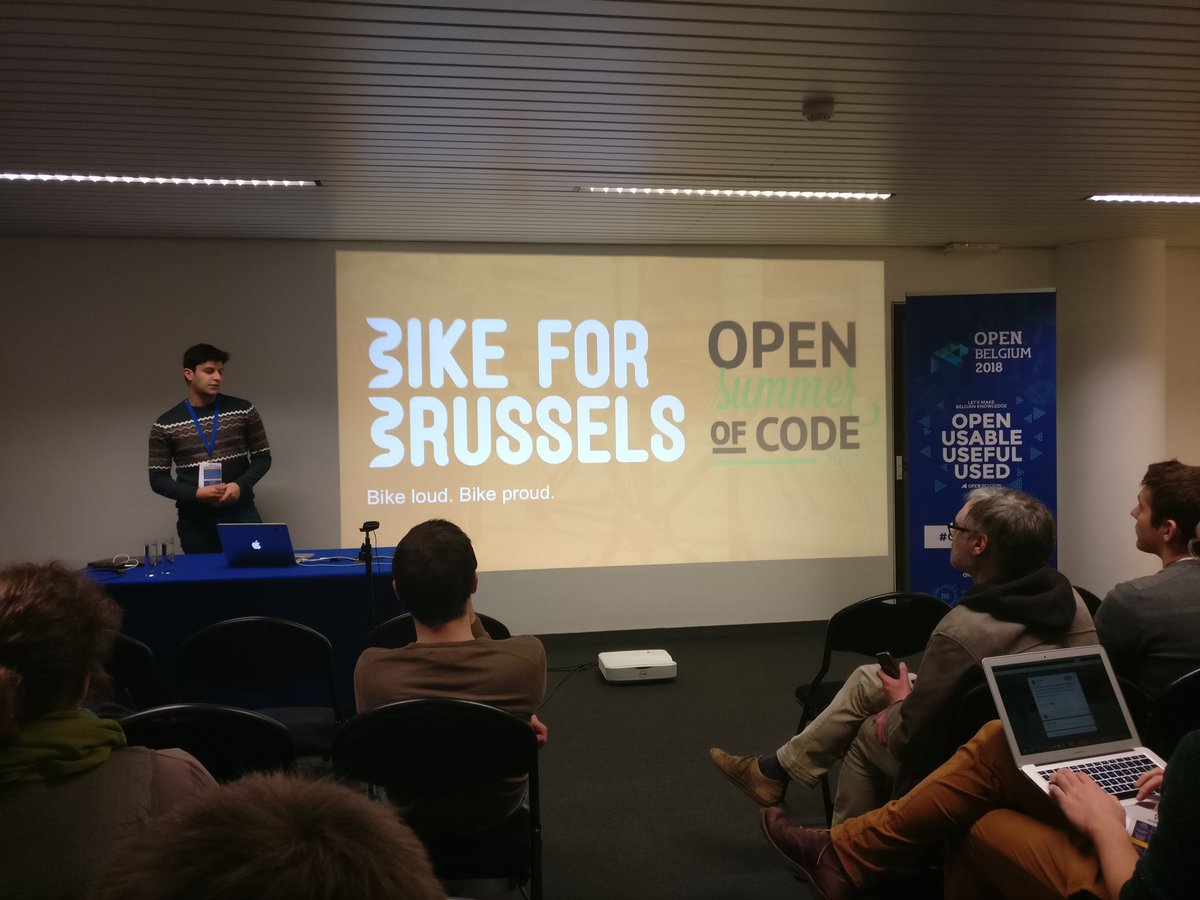 openbelgium's tweet photo. Open Summer of code being presented by alumni @ramachi_M at #OpenBelgium! Great presentation on his #oSoc17's cycling project. More: https://t.co/IYuhno2ZBd #opensource #opendata https://t.co/ye5Sm1UnhG