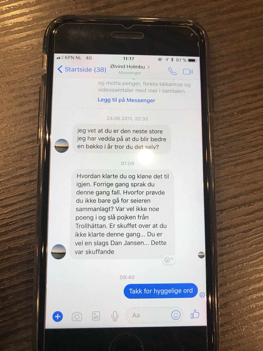 Sondre Skarli (@selvesteskarli) on Twitter photo Takk for alle som har sendt støttende ord til <a href="/sverrelpedersen/">Sverre L Pedersen</a> og laget (mange hundre) ❤️
Dessverre er det alltid noen som klarer å være negativ til alt og alle.
Derfor blir du selv uthengt nå.
#nettroll #skjerpdeg Takk for alle som har sendt støttende ord til <a href="/sverrelpedersen/">Sverre L Pedersen</a> og laget (mange hundre) ❤️
Dessverre er det alltid noen som klarer å være negativ til alt og alle.
Derfor blir du selv uthengt nå.
#nettroll #skjerpdeg